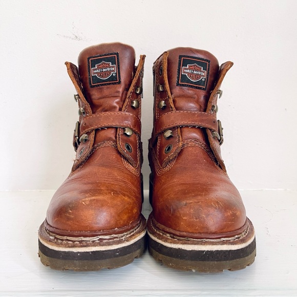 Harley Davidson Vintage Women’s Brown Leather Moto Boots Size 7 - Picture 4 of 15